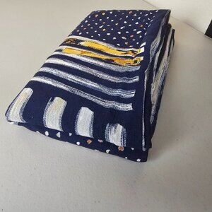 Vintage 1990s JBJ Fabrics Abstract Fabric W 58" L 92" Geometric Navy Cotton